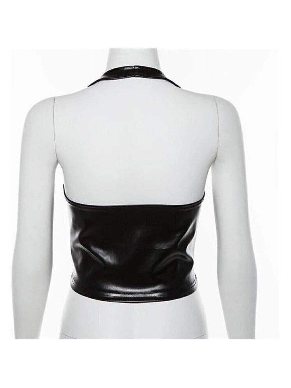 Women's Adjustable Spaghetti Straps PU Leather Bustier Crop Tube Top BDSM PARTY - Picture 4 of 6